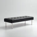 Panca per letto imbottita in pelle vera 120x40x45 cm - nero - argento - design moderno