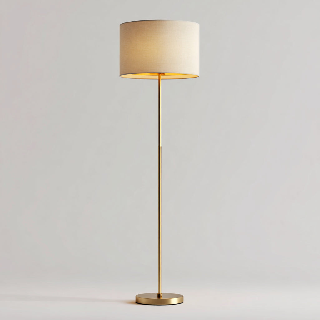 Lampada da terra in metallo e tessuto 32x32x165 cm - oro - beige - per soggiorno e camera - design elegante