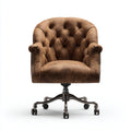 Sedia da ufficio imbottita in pelle sintetica 65x65x95 cm - marrone - design classico girevole per ufficio