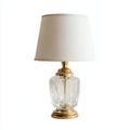 Lampada da tavolo in vetro e metallo 20x20x36 cm - bianco - oro - design classico per illuminazione interna