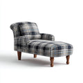 Chaise longue imbottita in tessuto tartan 160x72x80 cm - blu-grigio - stile classico per soggiorno
