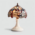 Lampada da tavolo in vetro e ceramica 22x22x36 cm - bianco - ambra - stile Tiffany per illuminazione interna