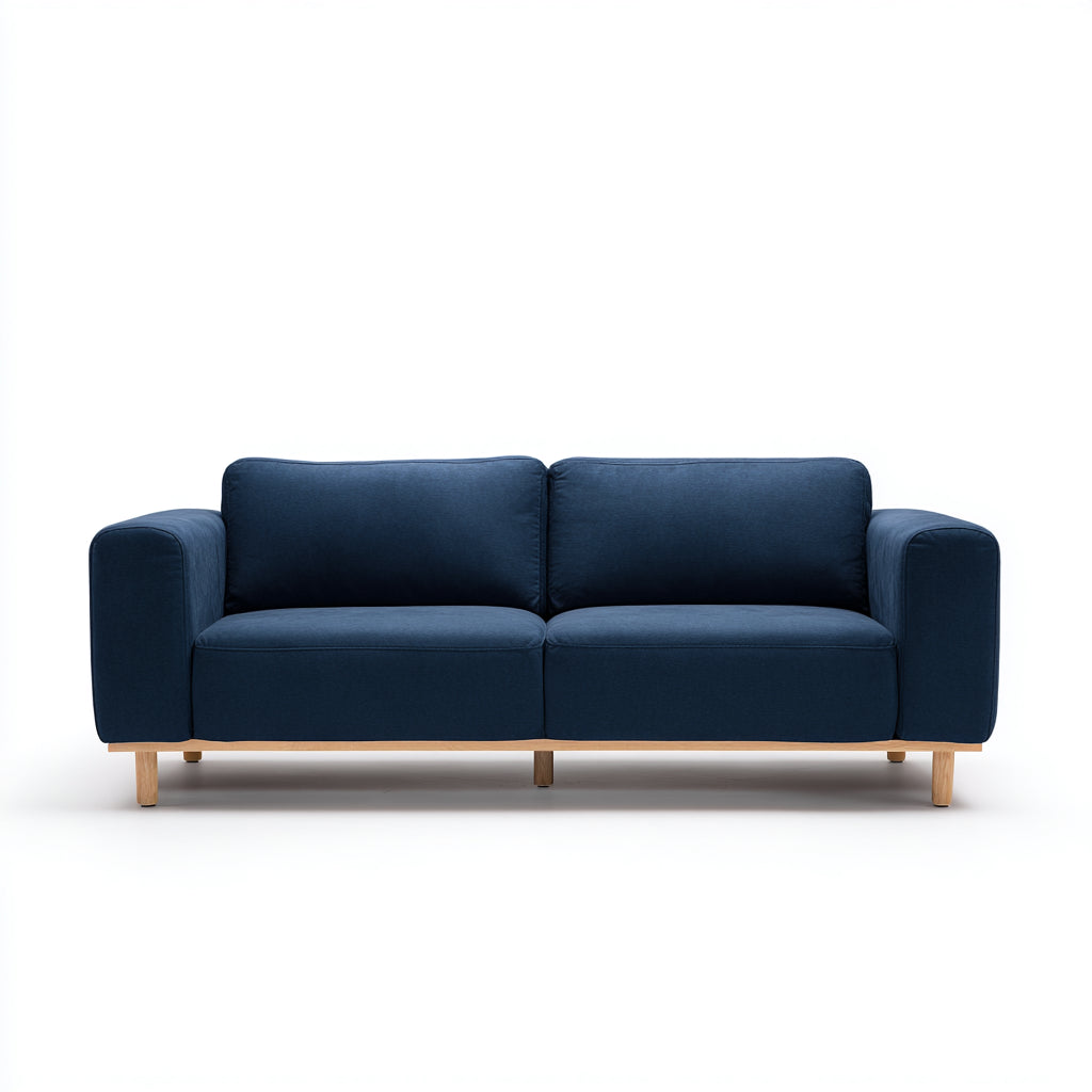 Divano lineare imbottito in tessuto 200x85x80 cm - blu scuro - design moderno per soggiorno