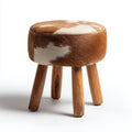 Pouf in effetto pelo 40x40x50 cm - bianco-marrone - stile naturale per soggiorno