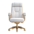 Sedia da ufficio imbottita in similpelle 69x66x114 cm - bianco - oro - design moderno elegante stile lusso per ufficio e studio