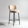 Sgabello da bar rivestimento in tessuto imbottito 45x43x79 cm - beige - nero - design moderno per ristorante