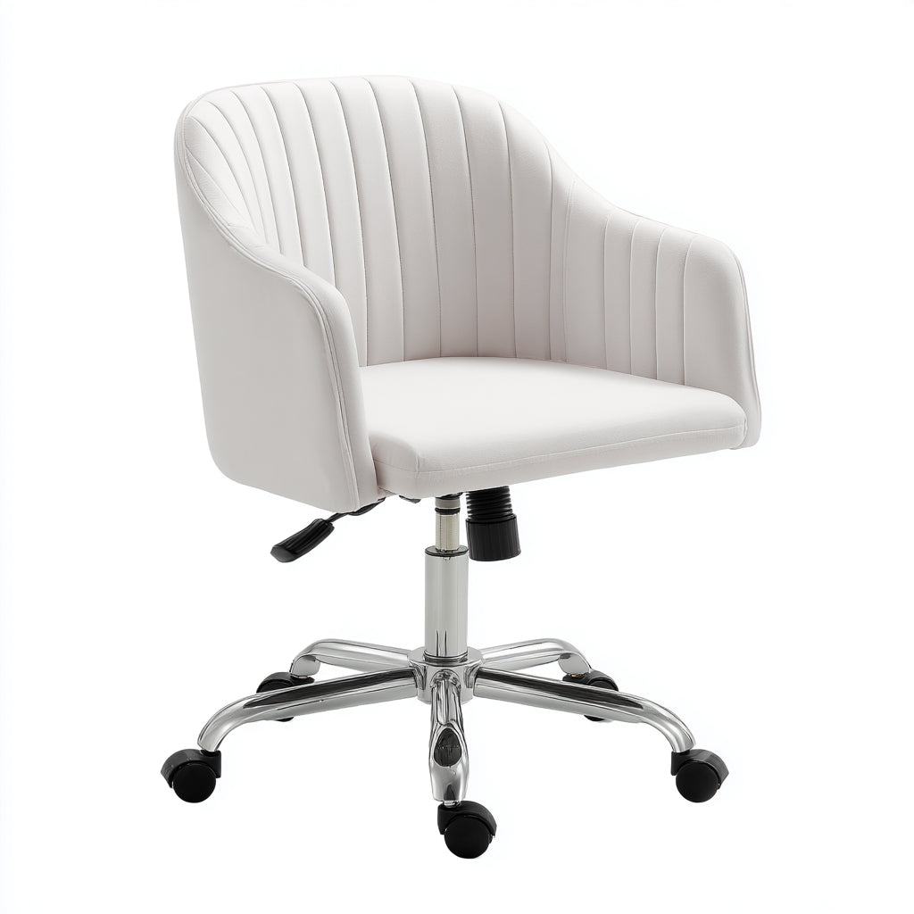 Sedia da ufficio imbottita in velluto 60x62x90 cm - bianco - design moderno regolabile per ufficio