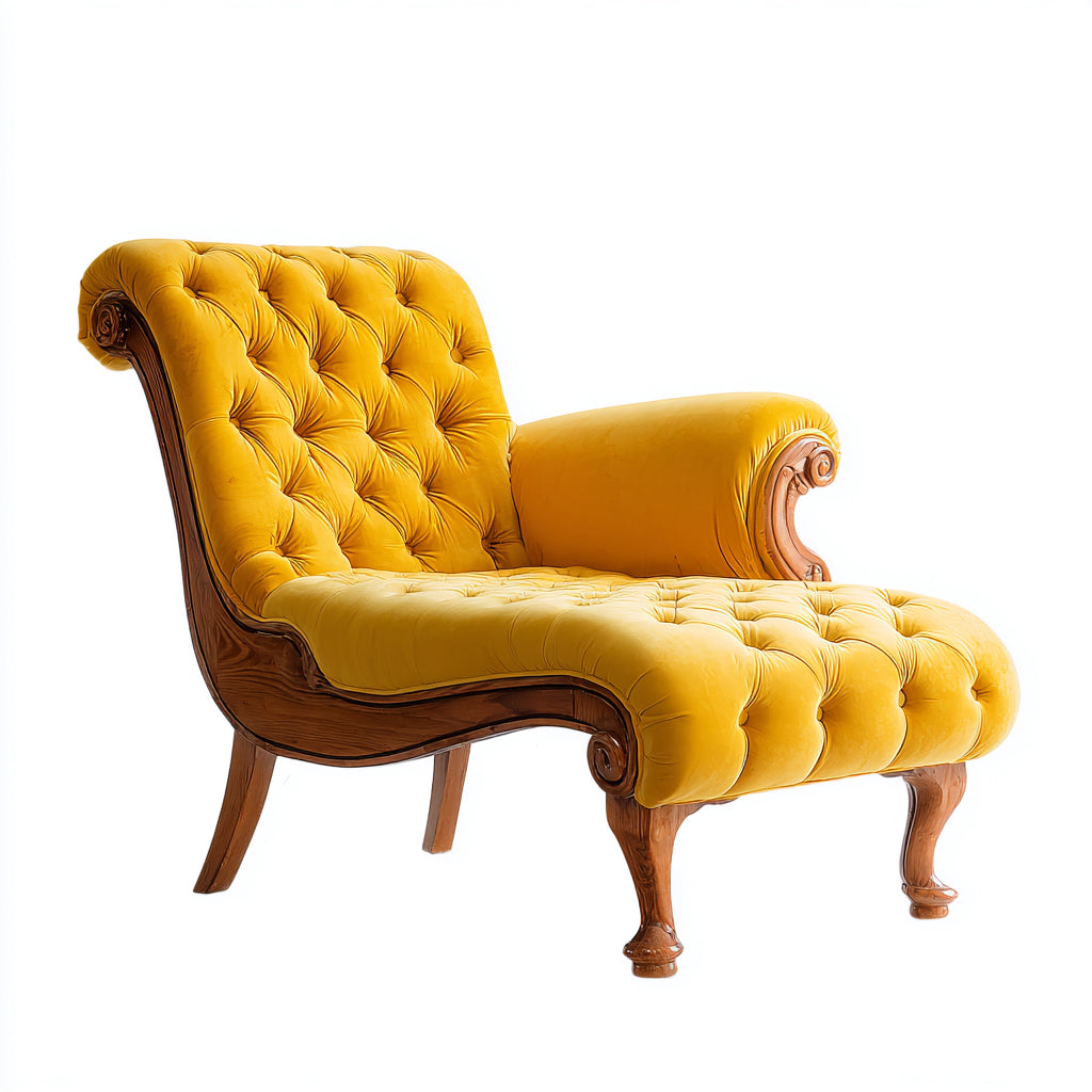 Chaise longue imbottita in tessuto 165x75x85 cm - giallo - stile classico per soggiorno