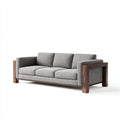 Divano lineare imbottito in tessuto 205x90x82 cm - grigio - design moderno con struttura in legno per soggiorno