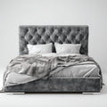 Letto matrimoniale imbottito in velluto 200x180x106 cm - grigio - per camera da letto - design elegante