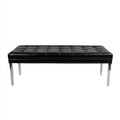 Panca per letto imbottita in pelle vera 120x40x45 cm - nero - argento - design moderno