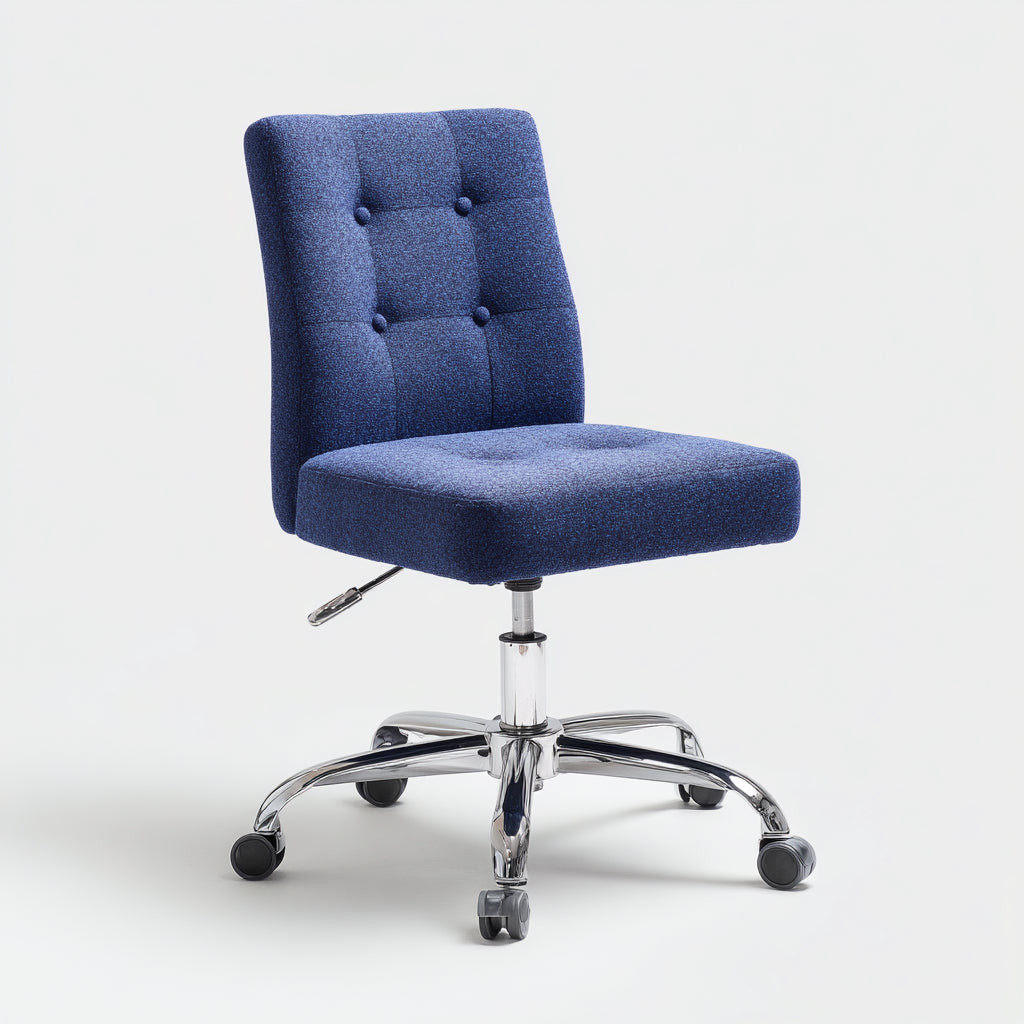 Sedia da ufficio imbottita in tessuto 60x58x102 cm - blu - design moderno minimalista confortevole per ufficio e studio