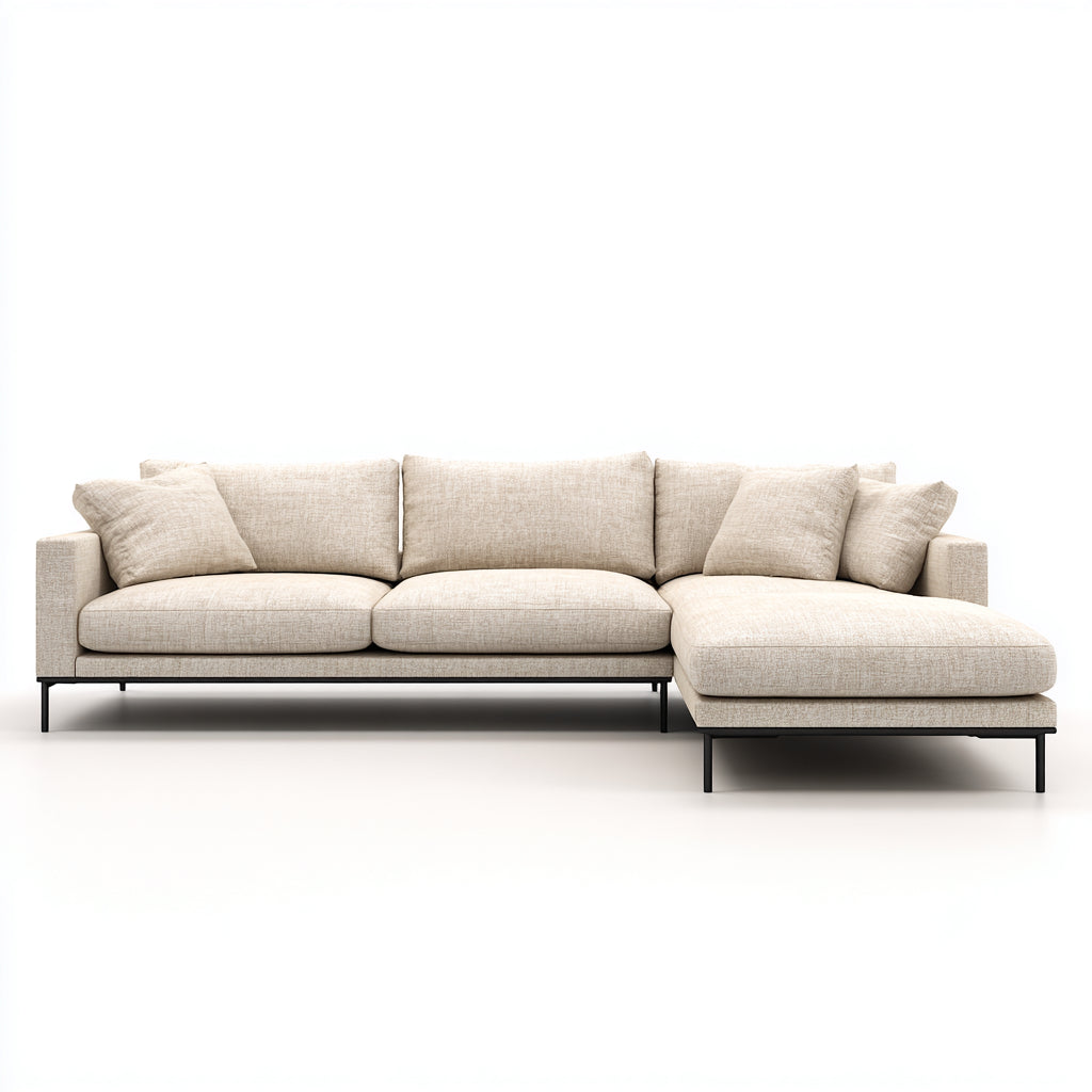 Divano angolare in tessuto 280x160x82 cm - beige - design moderno per soggiorno