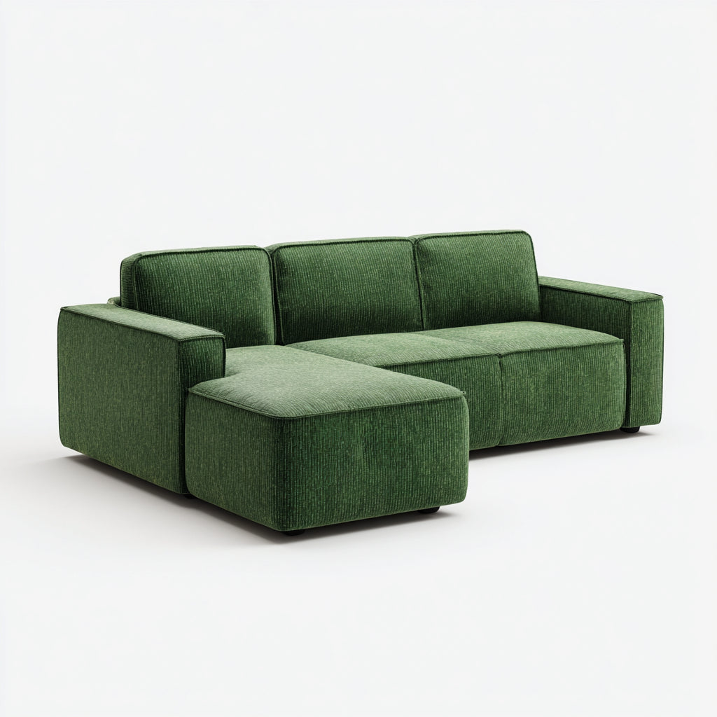 Divano angolare in tessuto 260x160x80 cm - verde - design moderno per soggiorno