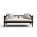 Divano letto in legno con rivestimento tessile 190x80x85 cm - nero - bianco - adatto alla camera da letto - design classico