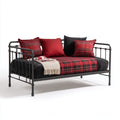 Divano letto in metallo 190x90x95 cm - nero - rosso - adatto alla camera da letto - design industriale