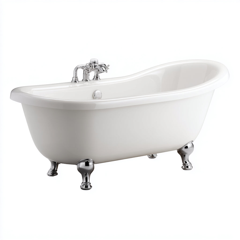 Vasca da bagno freestanding acrilico 170x76x72 cm - bianco - design classico per bagno