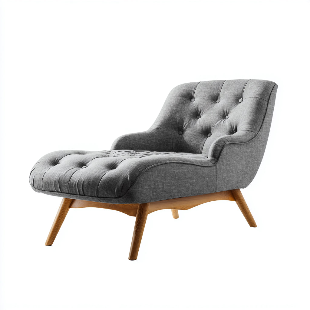 Chaise longue imbottita in tessuto 166x76x84 cm - grigio - design moderno per soggiorno