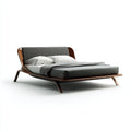 Letto matrimoniale imbottito in tessuto con struttura in legno curvato 200x180x98 cm - grigio - per camera da letto - design moderno