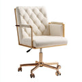 Sedia da ufficio imbottita in similpelle 66x62x108 cm - bianco - oro - design moderno elegante stile lusso per ufficio e studio
