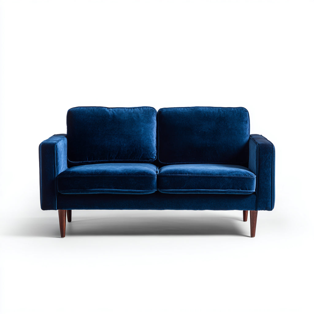 Divano lineare imbottito in velluto 165x86x80 cm - blu scuro - design moderno per soggiorno