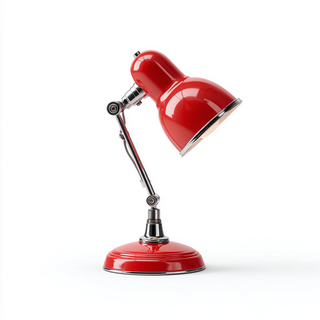 Lampada da tavolo in metallo 18x18x32 cm - rosso - design industriale per illuminazione interna
