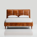 Letto matrimoniale imbottito in pelle 200x180x105 cm - marrone - per camera da letto - design moderno
