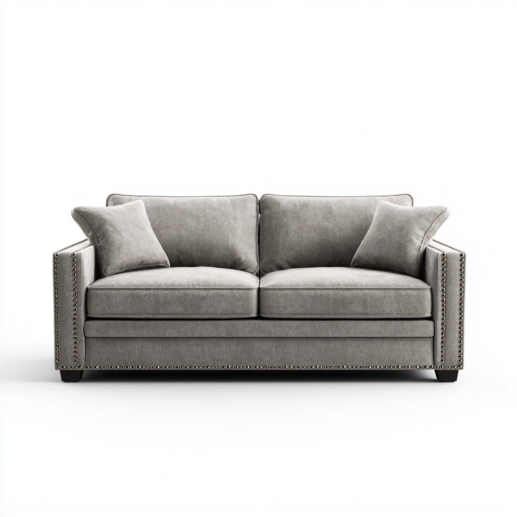 Divano lineare imbottito in tessuto 175x90x82 cm - grigio - stile classico moderno per soggiorno