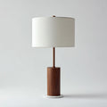 Lampada da tavolo in legno e tessuto 30x30x55 cm - bianco - marrone - design moderno per illuminazione interna