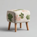 Pouf in tessuto stampato 40x40x48 cm - beige-verde - stile naturale per soggiorno