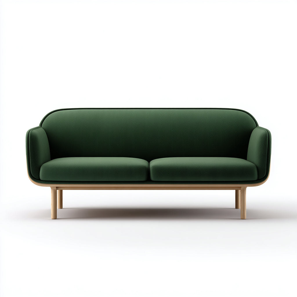 Divano lineare imbottito in tessuto 155x88x80 cm - verde scuro - design moderno per soggiorno