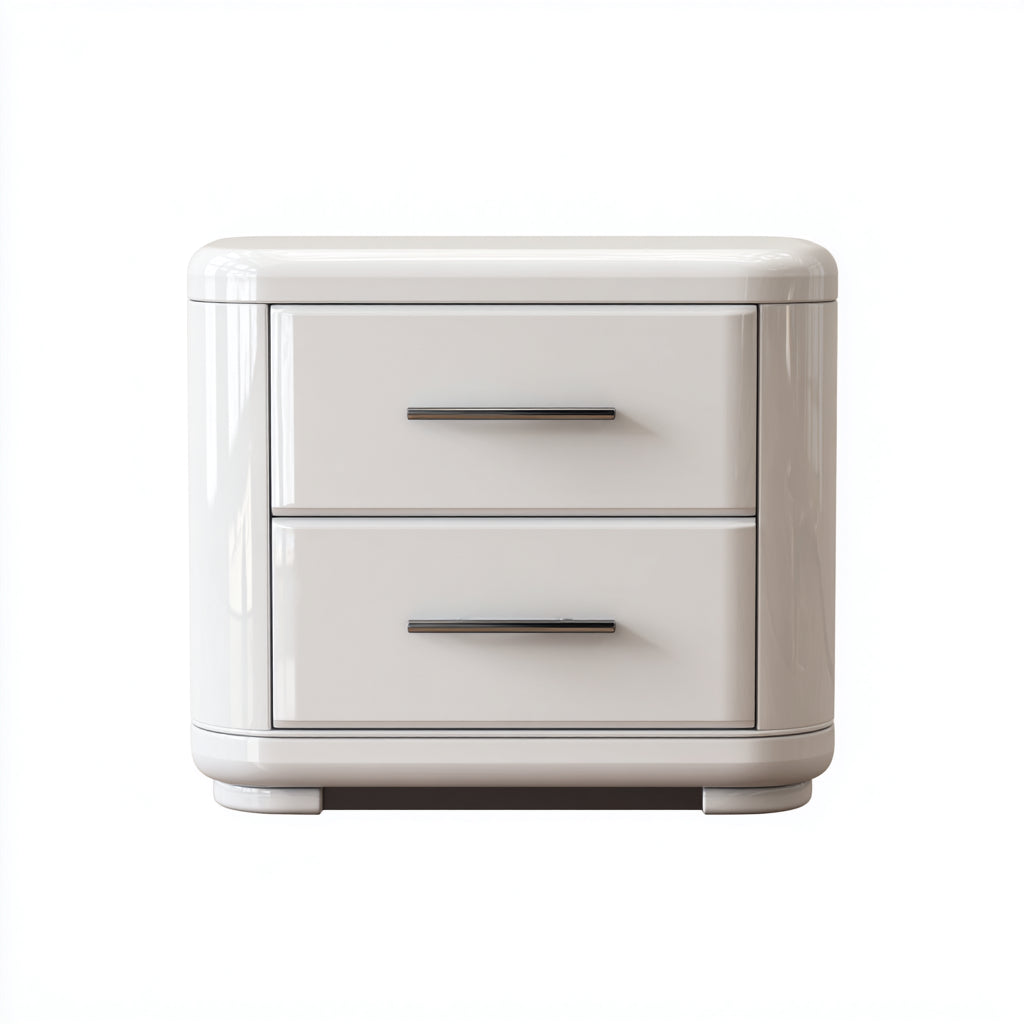 Comodino in legno con 2 cassetti 48x40x50 cm - bianco - adatto alla camera da letto - design moderno