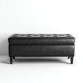 Panca per letto imbottita in pelle vera 120x40x45 cm - nero - design moderno