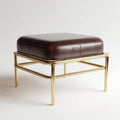 Pouf in pelle 45x45x49 cm - marrone-oro - design elegante per soggiorno