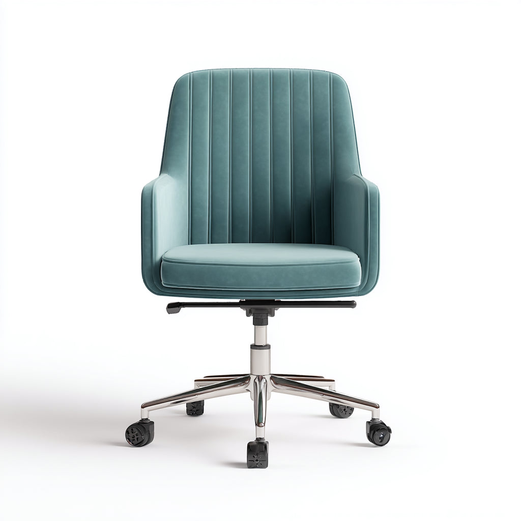 Sedia da ufficio imbottita in velluto 60x62x92 cm - verde petrolio - design moderno regolabile per ufficio