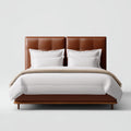 Letto matrimoniale imbottito in pelle 200x180x102 cm - marrone - per camera da letto - design moderno