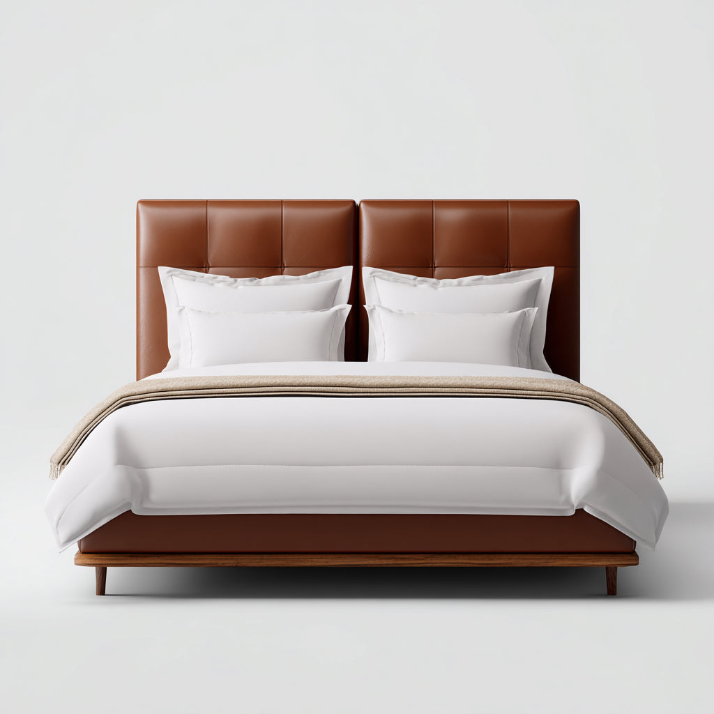 Letto matrimoniale imbottito in pelle 200x180x102 cm - marrone - per camera da letto - design moderno