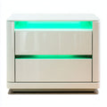 Comodino in legno con illuminazione LED e 2 cassetti 50x40x45 cm - bianco - adatto alla camera da letto - design moderno