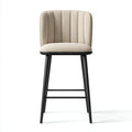 Sgabello da bar rivestimento in tessuto imbottito 46x42x75 cm - beige - nero - design moderno per ristorante