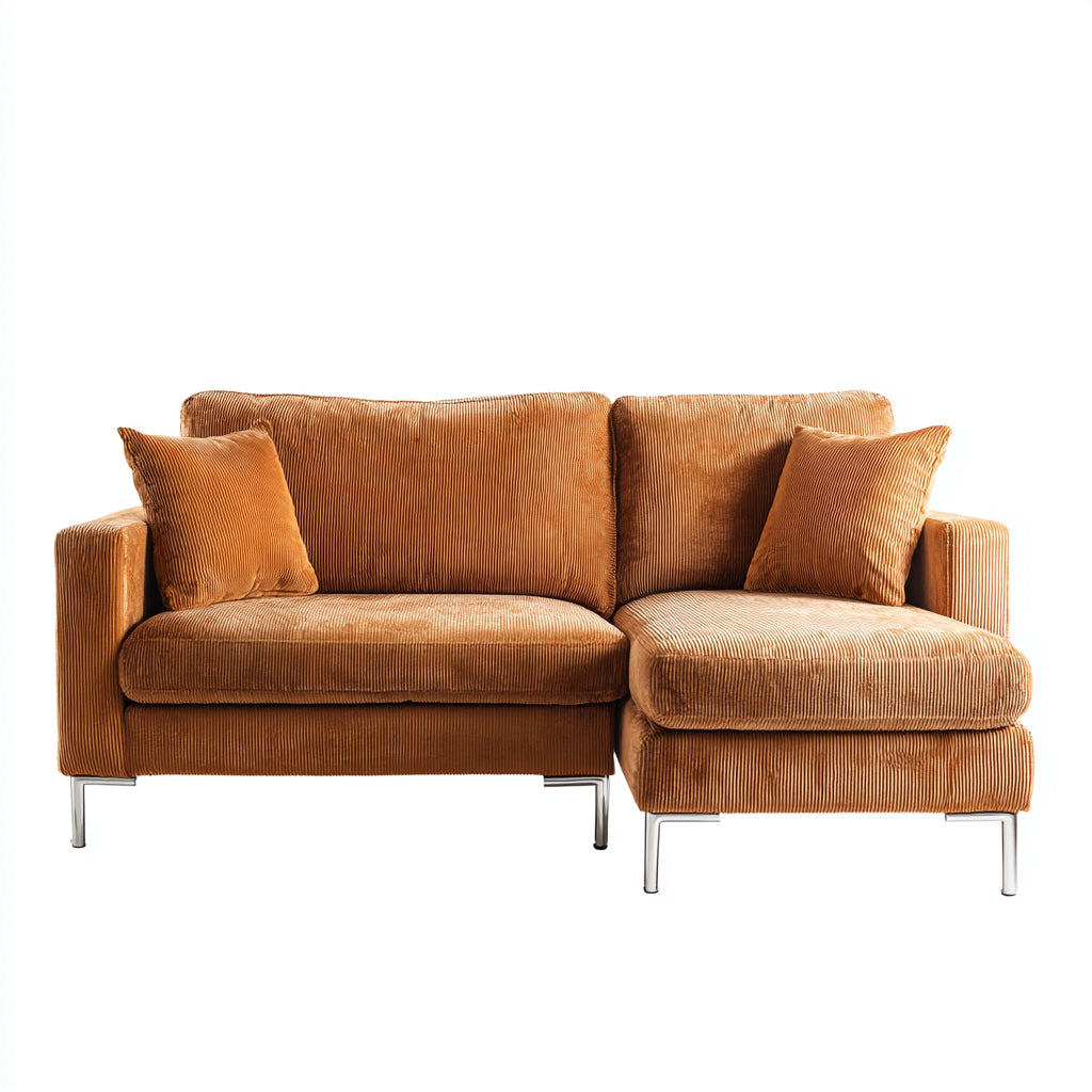 Divano angolare in tessuto a coste 240x150x82 cm - marrone - design moderno per soggiorno