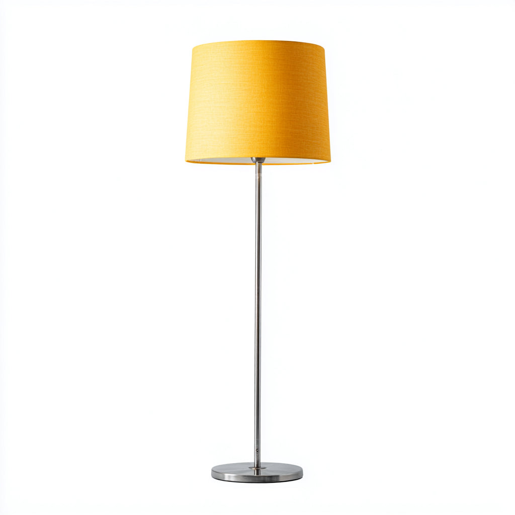 Lampada da terra in metallo e tessuto 30x30x160 cm - giallo - cromo - per soggiorno e camera - design moderno