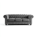 Divano lineare imbottito in velluto 210x95x80 cm - grigio scuro - stile chesterfield per soggiorno