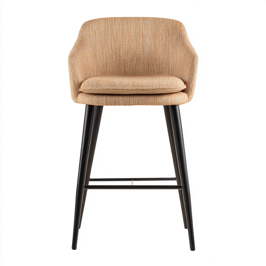 Sgabello da bar rivestimento in tessuto imbottito 47x45x78 cm - marrone - nero - design moderno per ristorante