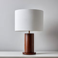 Lampada da tavolo in legno e tessuto 30x30x55 cm - bianco - marrone - design moderno per illuminazione interna
