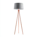 Lampada da terra a treppiede in metallo e tessuto 40x40x160 cm - rame - grigio - per soggiorno e camera - design moderno