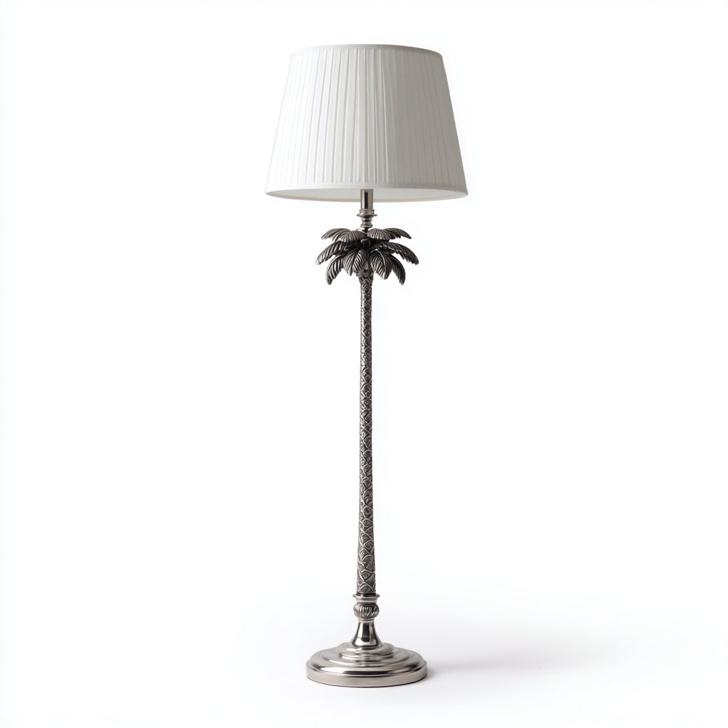 Lampada da terra in metallo e tessuto 32x32x165 cm - argento - bianco - per soggiorno e camera - stile decorativo