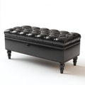 Panca per letto imbottita in pelle vera 110x40x45 cm - nero - design classico