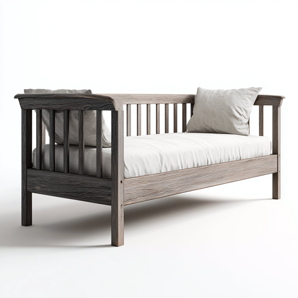 Divano letto in legno 200x90x85 cm - grigio chiaro - adatto alla camera da letto - design minimalista