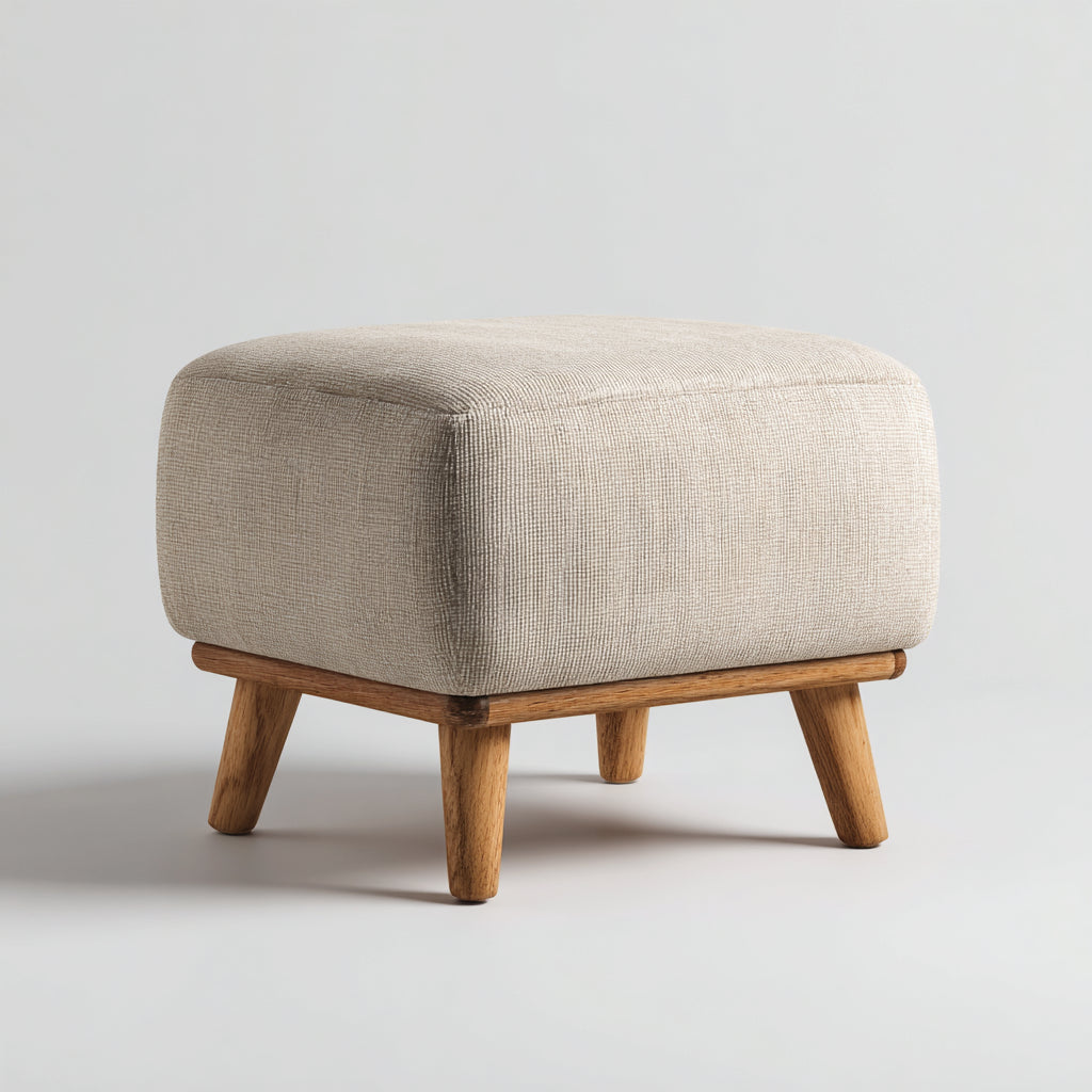 Pouf in tessuto 45x40x45 cm - beige - design moderno per soggiorno