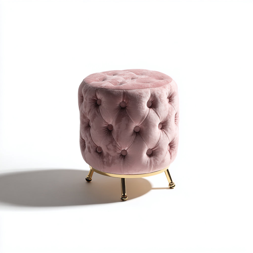 Pouf imbottito in velluto 40x40x55 cm - rosa - design elegante per soggiorno